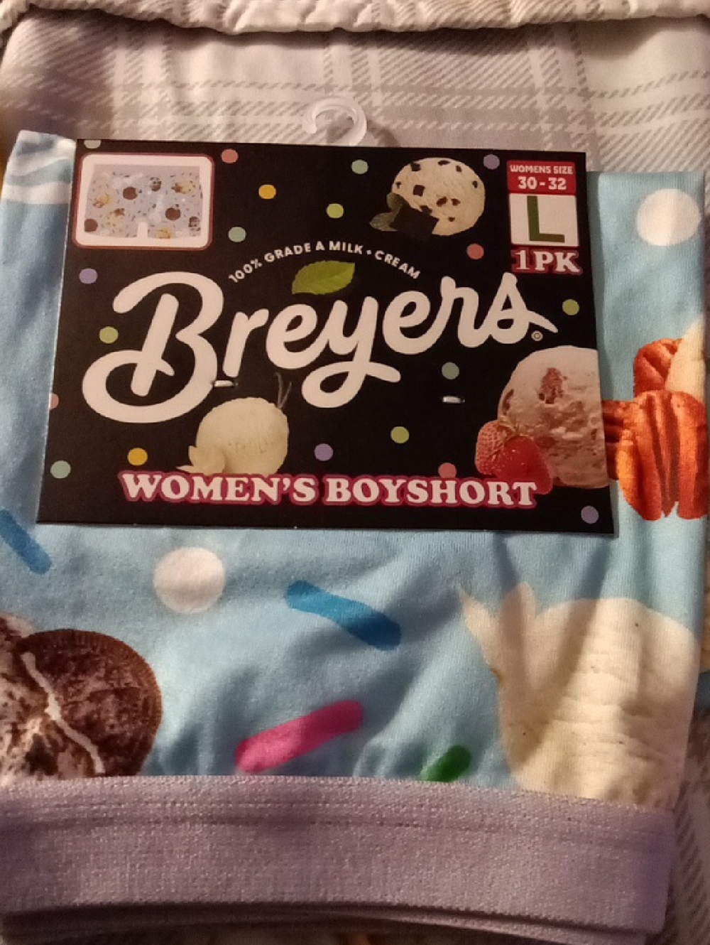 Breyers Women's Boyshort - Light Blue Ice Cream Print